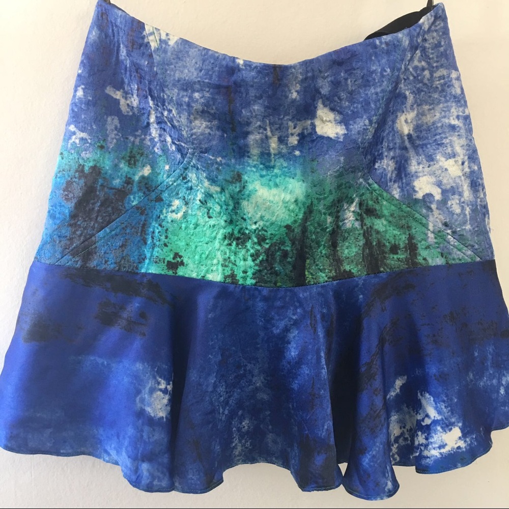 Blue print summer mini skirt